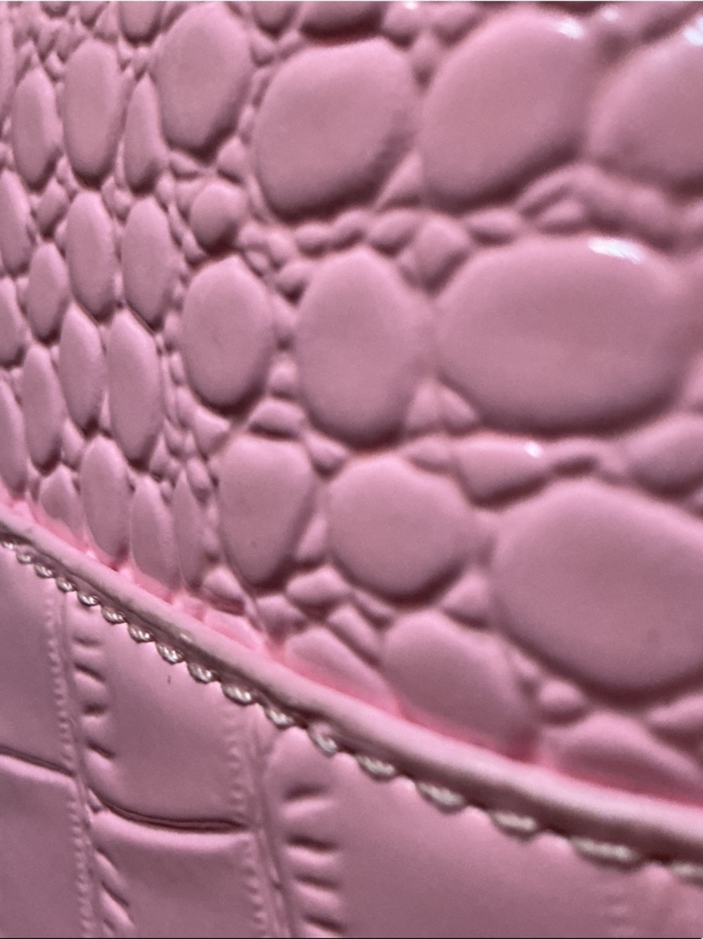 Pink Croc-Texture Top Handle Bag Made By Balenciaga - Picture 7 of 7